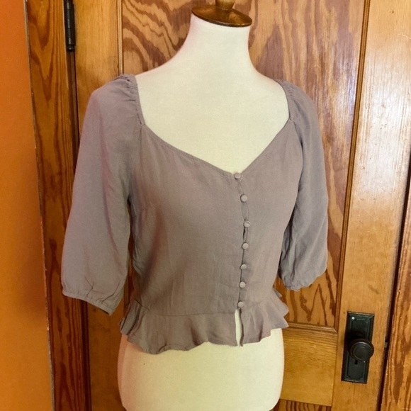 Blue Ivy by KC feminine mocha peasant top - Picture 7 of 12